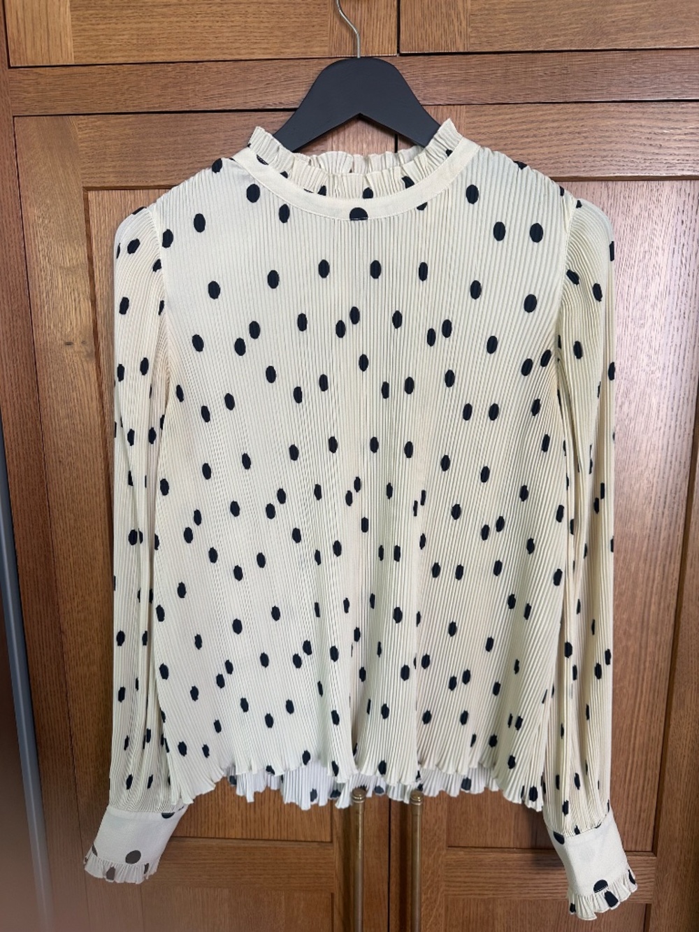Sezane Rosalinda Blouse Pois Noir Fond Ecru - Size 36 - Picture 2 of 2